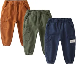 Feidoog Toddler Baby Boys 2/3 Pack Sweatpants Solid Cotton Elastic Waist Trousers Active Jogger Pants