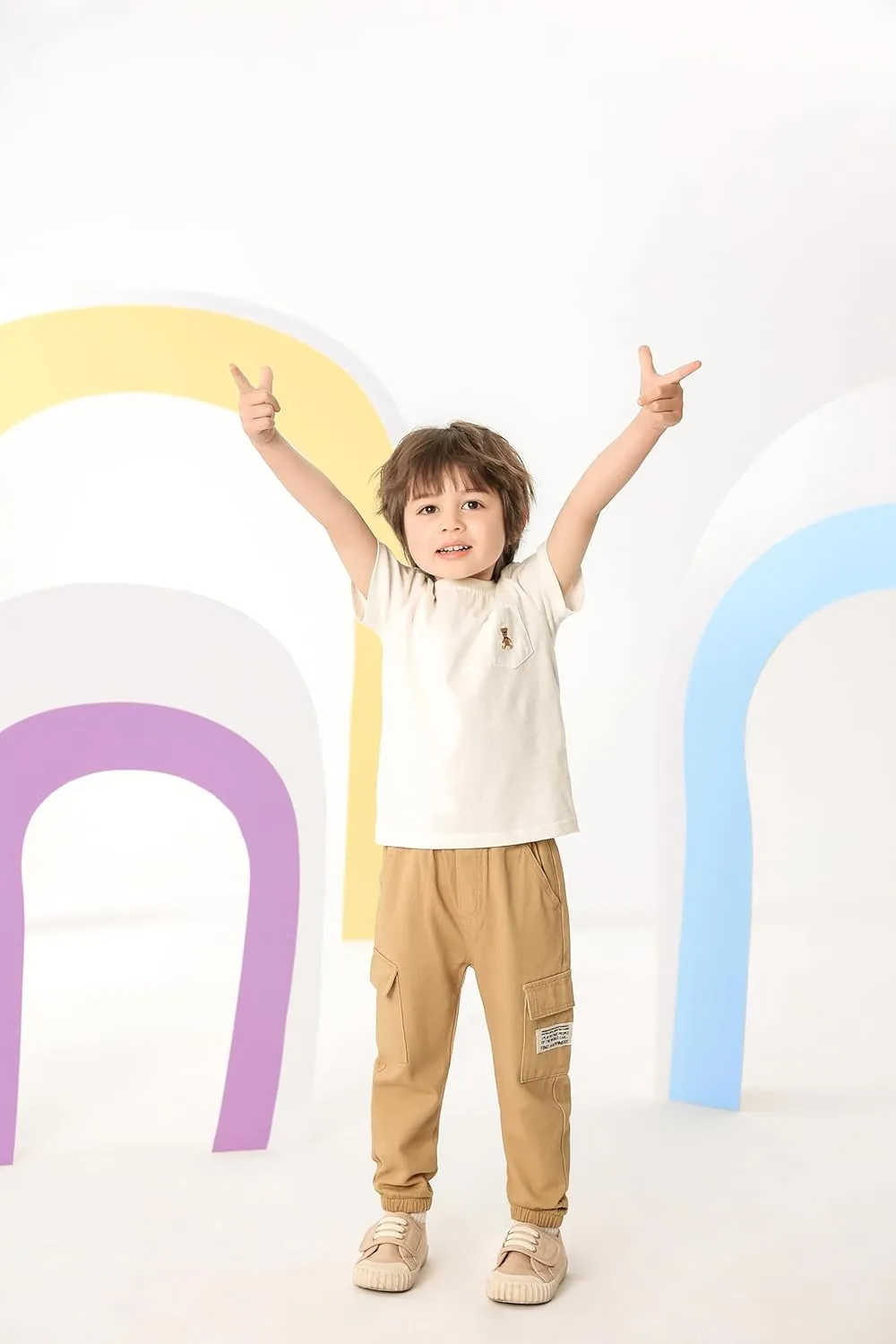 Feidoog Toddler Baby Boys 2/3 Pack Sweatpants Solid Cotton Elastic Waist Trousers Active Jogger Pants
