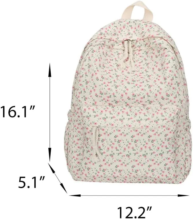 Floral Print Backpack for Women Trendy Cute Kawaii Laptop Backpack Coquette Aesthetic Backpack Casual Travel Daypack (Floral)