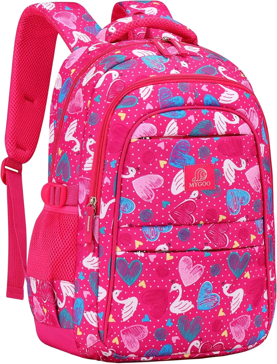 Girls Backpack - 17" Tall Educational Bag, Euclid Collection, Swan Pink, 24L Capacity for Elementary Students