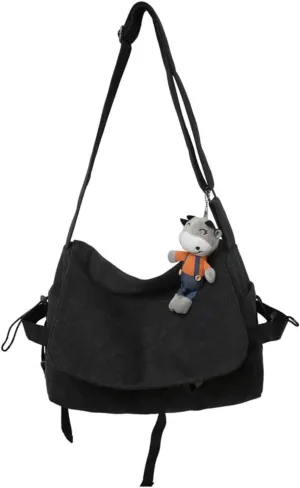 Grunge Canvas Shoulder Bag Women Goth Hobo Purses Y2K Messenger Bag Indie Tote Crossbody Bag Alt Emo Handbag