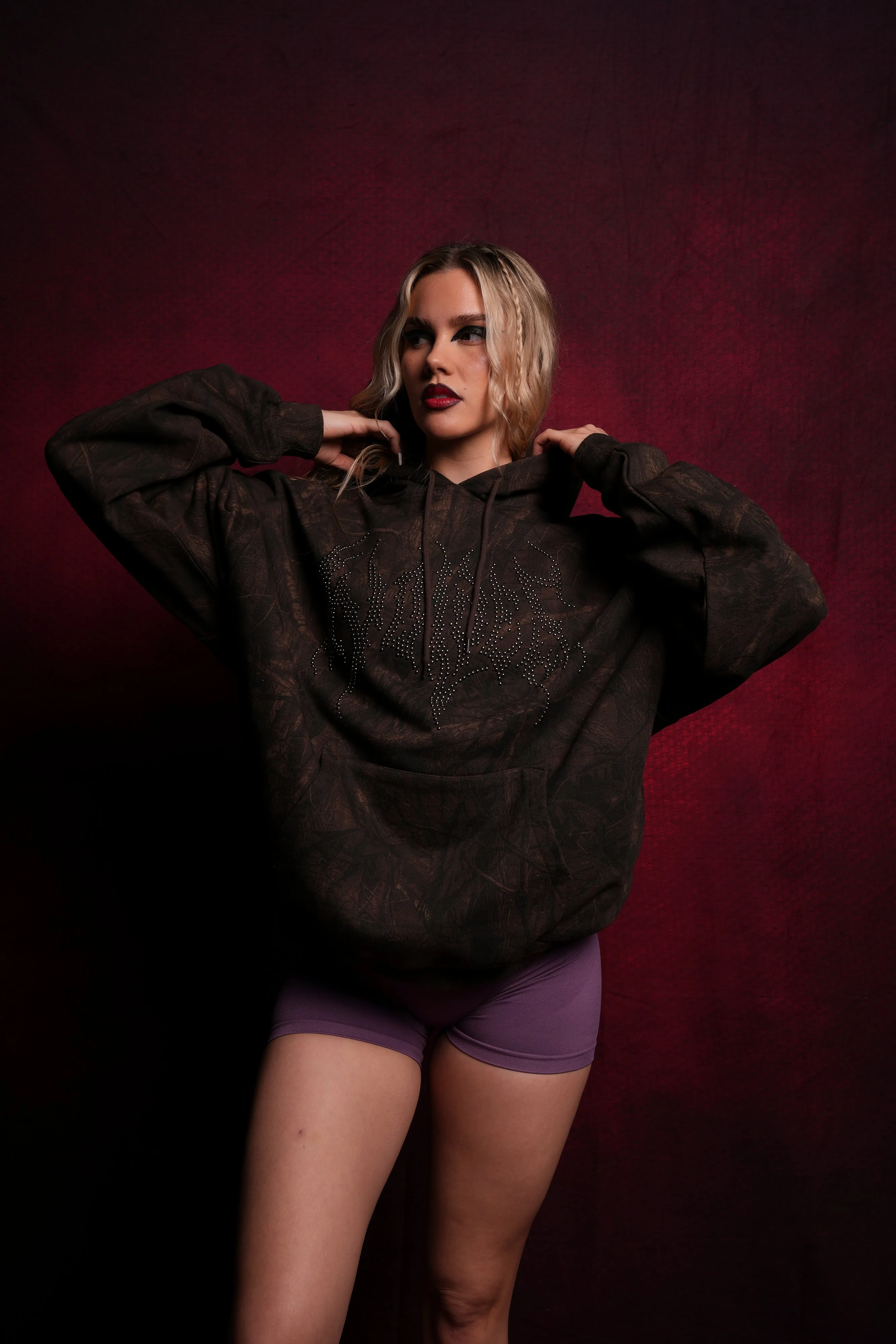 Hesh Stud "Grunge" Hoodie in Brown Driftwood Forest Camo