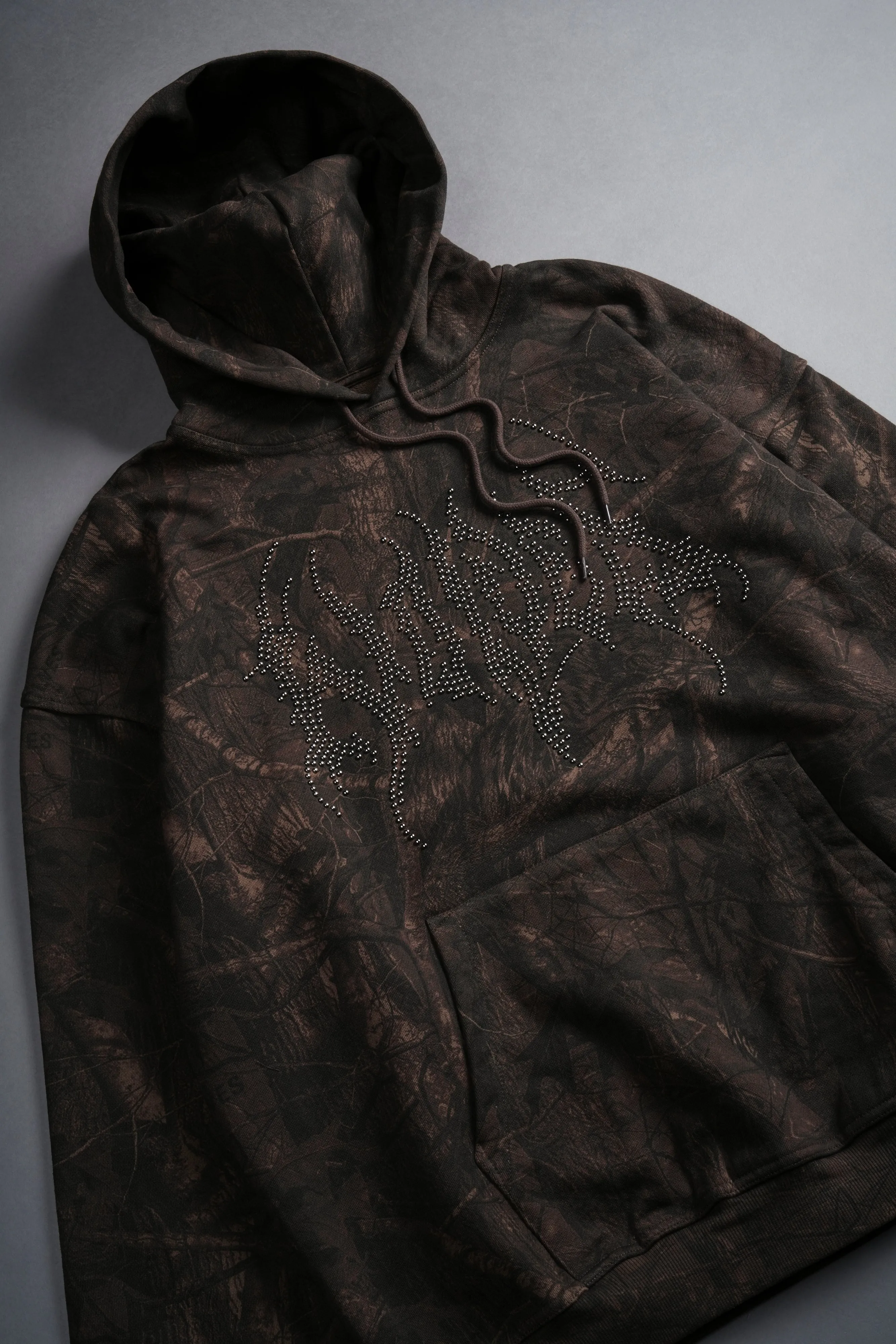 Hesh Stud "Grunge" Hoodie in Brown Driftwood Forest Camo