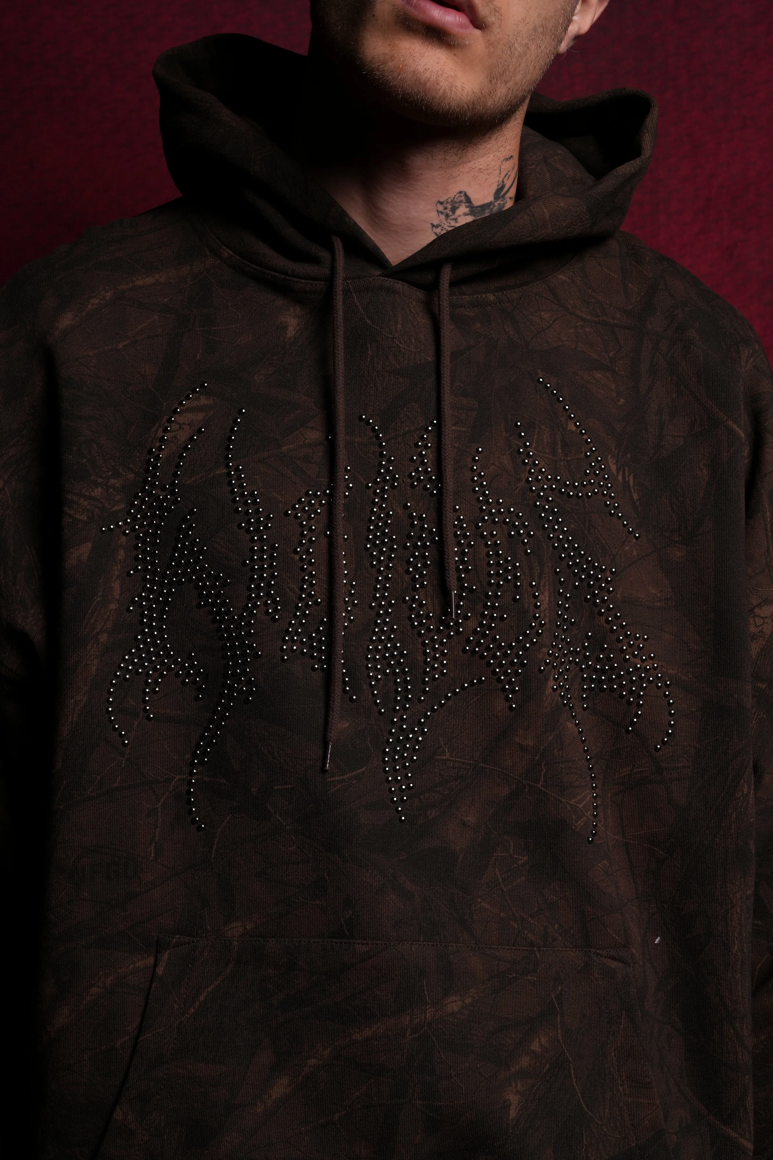 Hesh Stud "Grunge" Hoodie in Brown Driftwood Forest Camo