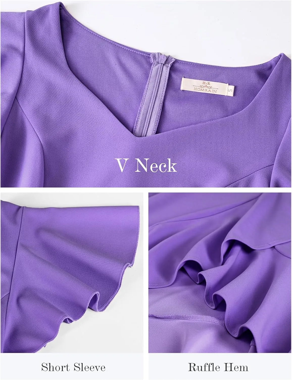 HomRain V Neck Formal Wedding Guest Bridesmaid Dresses for Women 2025 Ruffle Sleeves for Cocktail Graduation Modest Dress