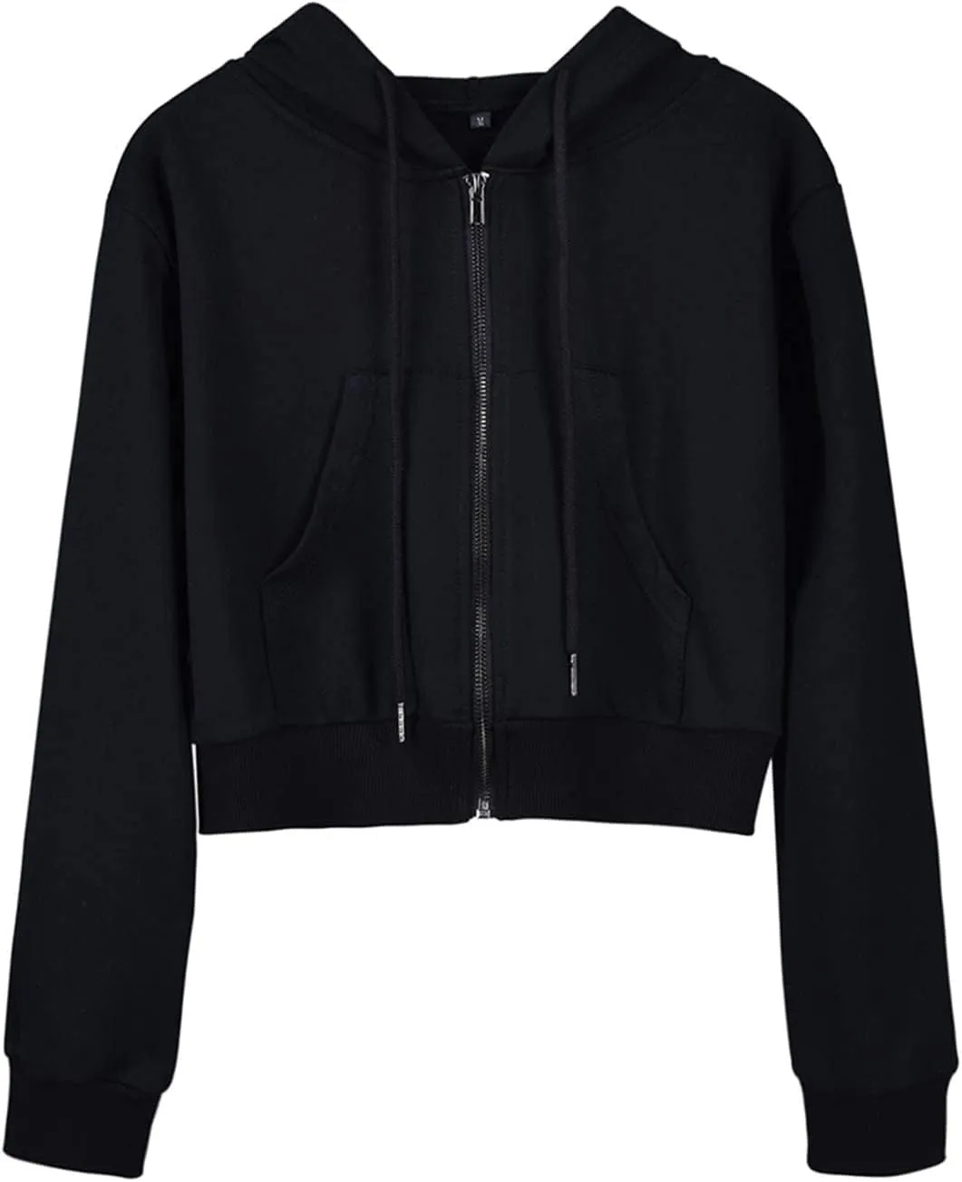 Hooever Womens Cute Workout Cropped Zip Up Drawstring Hoodie Sweatshirt Jacket