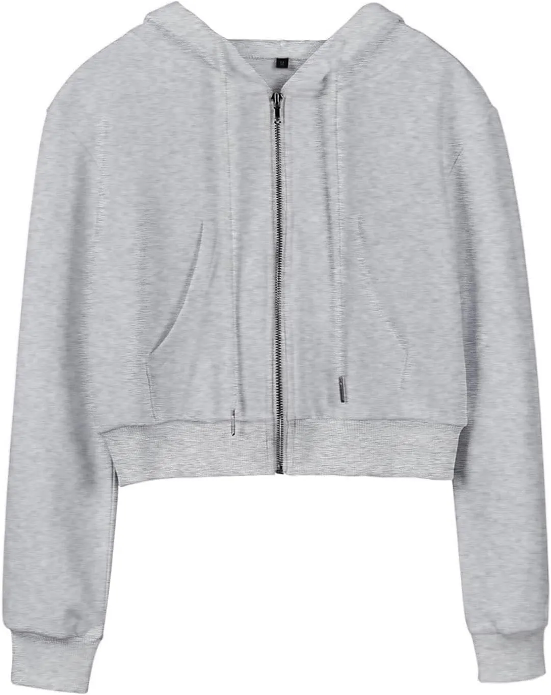 Hooever Womens Cute Workout Cropped Zip Up Drawstring Hoodie Sweatshirt Jacket
