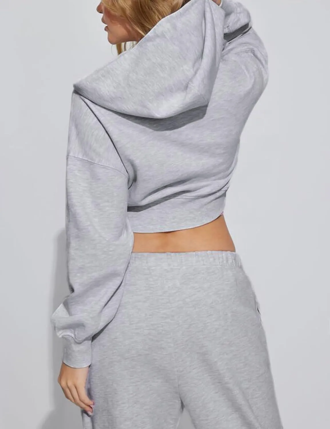 Hooever Womens Cute Workout Cropped Zip Up Drawstring Hoodie Sweatshirt Jacket