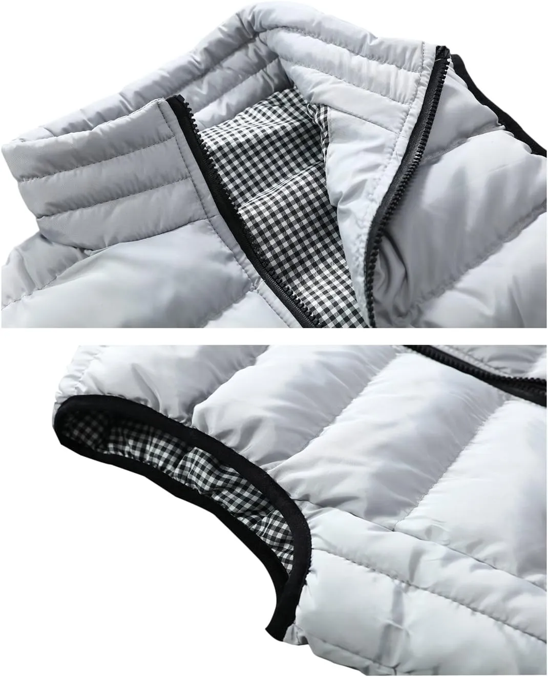 HOW'ON Men's Outdoor Casual Classic Quilted Vest Stand Collar Warm Puffer Vest Sleeveless Jacket Coat