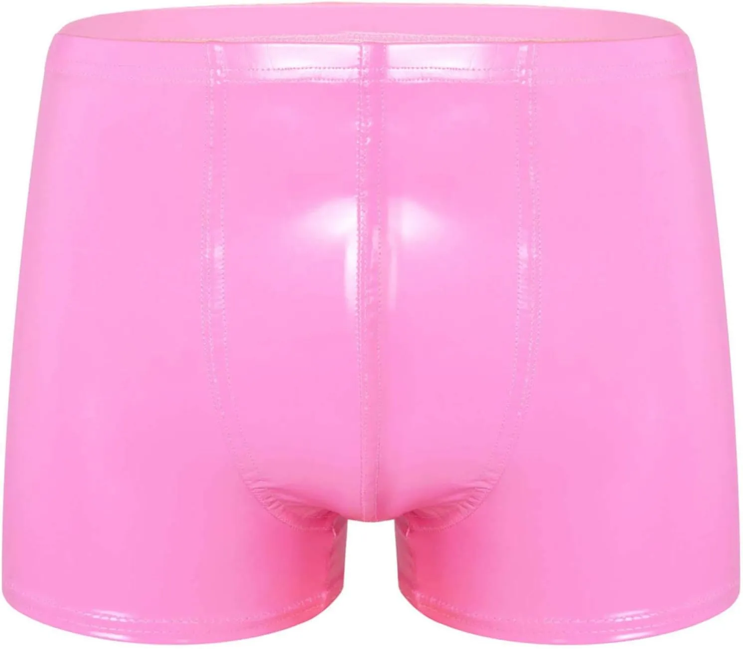 Hularka Men's Sexy Boxer Briefs Low Rise Hipster Trunks Hot Pants PVC Leather Wet Look Shorts