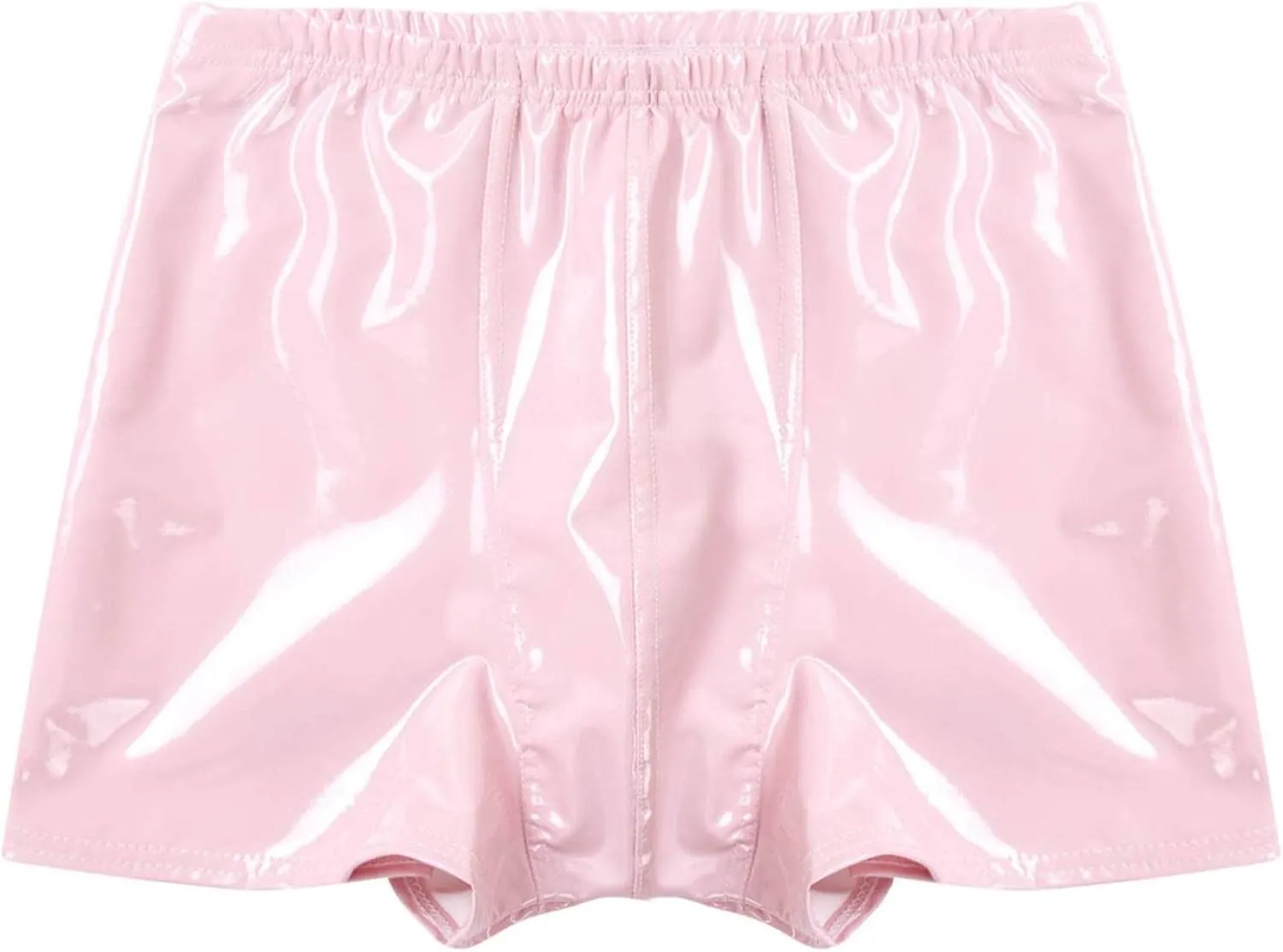 Hularka Men's Sexy Boxer Briefs Low Rise Hipster Trunks Hot Pants PVC Leather Wet Look Shorts