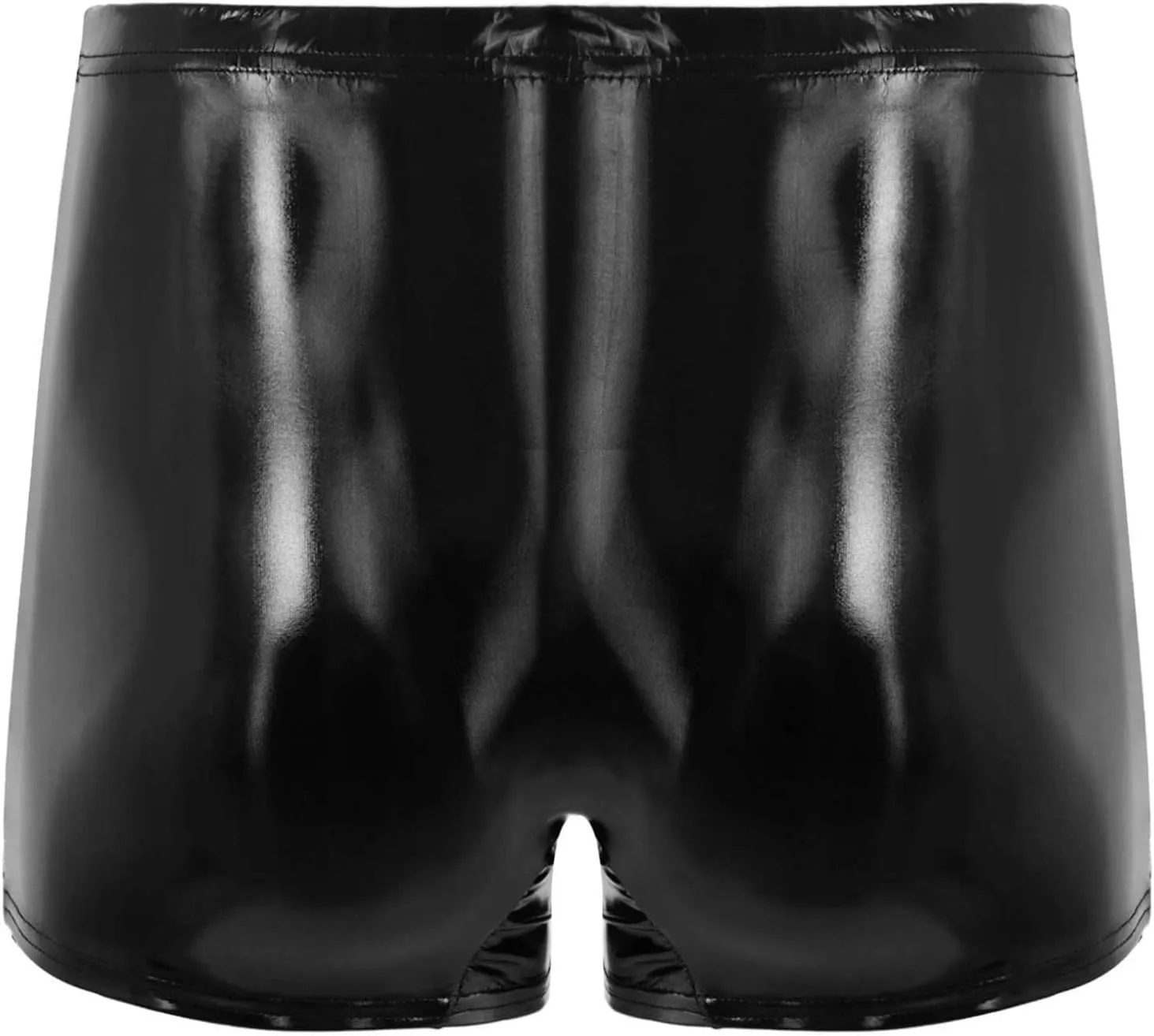 Hularka Men's Sexy Boxer Briefs Low Rise Hipster Trunks Hot Pants PVC Leather Wet Look Shorts