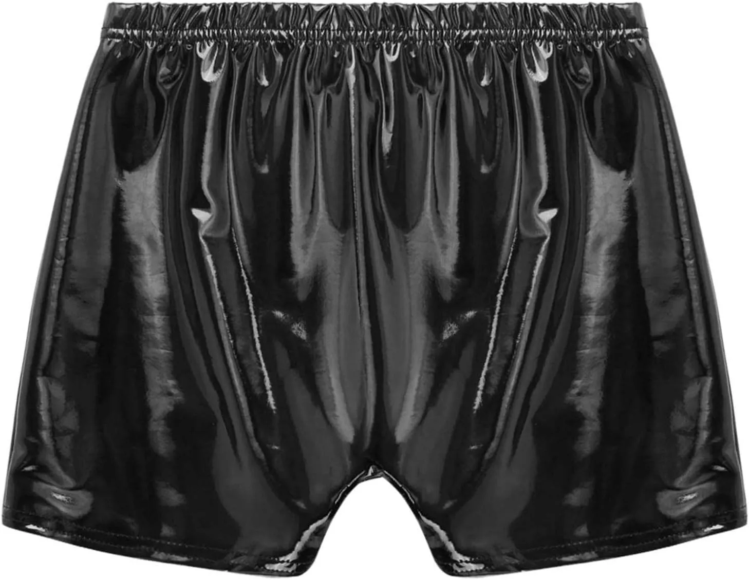 Hularka Men's Sexy Boxer Briefs Low Rise Hipster Trunks Hot Pants PVC Leather Wet Look Shorts