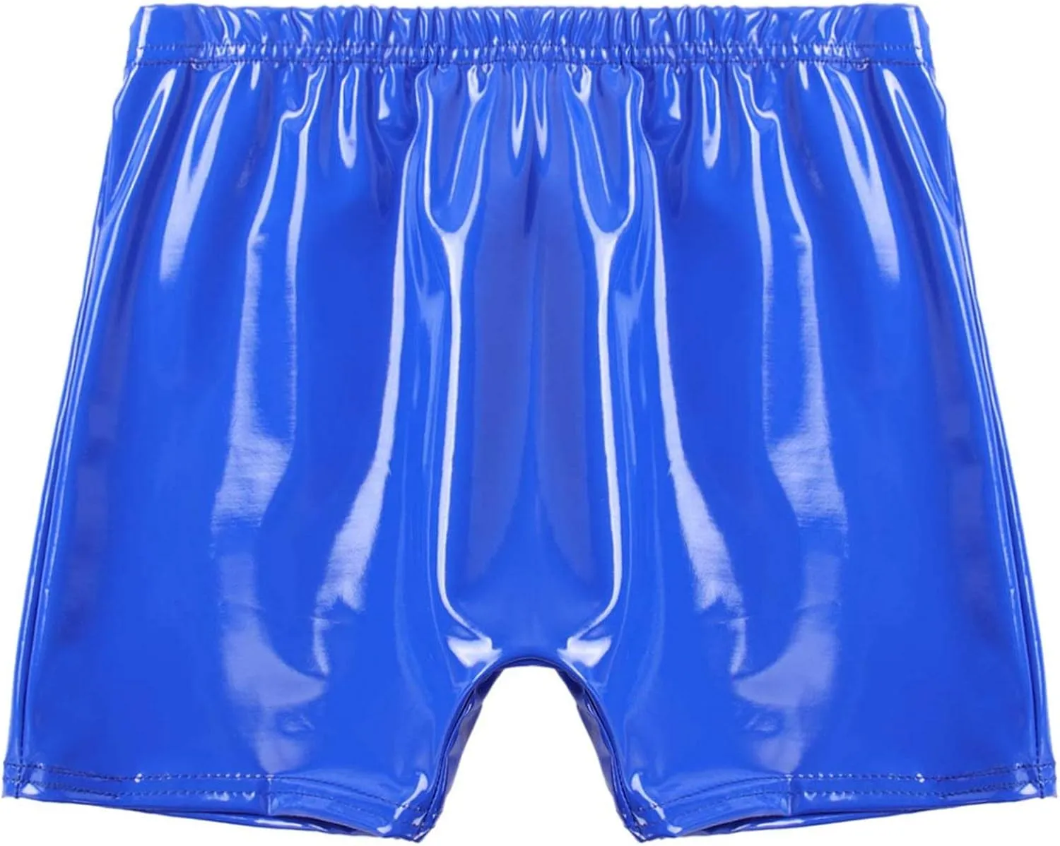 Hularka Men's Sexy Boxer Briefs Low Rise Hipster Trunks Hot Pants PVC Leather Wet Look Shorts
