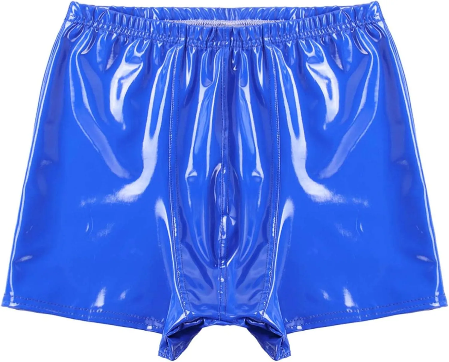 Hularka Men's Sexy Boxer Briefs Low Rise Hipster Trunks Hot Pants PVC Leather Wet Look Shorts