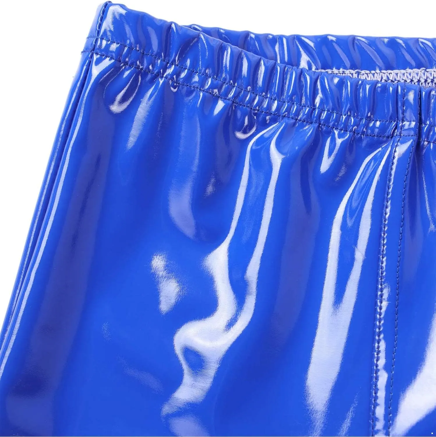 Hularka Men's Sexy Boxer Briefs Low Rise Hipster Trunks Hot Pants PVC Leather Wet Look Shorts