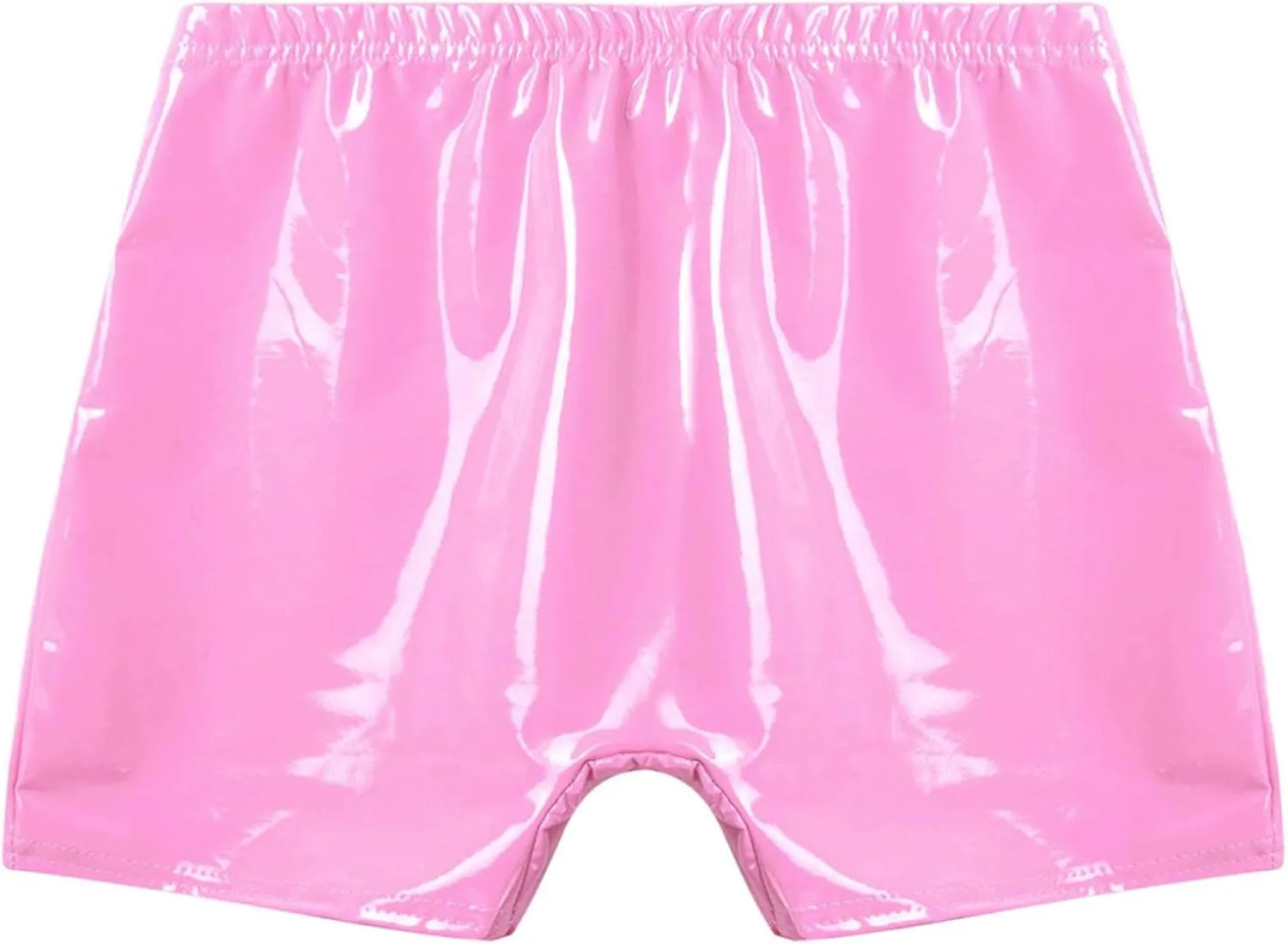 Hularka Men's Sexy Boxer Briefs Low Rise Hipster Trunks Hot Pants PVC Leather Wet Look Shorts