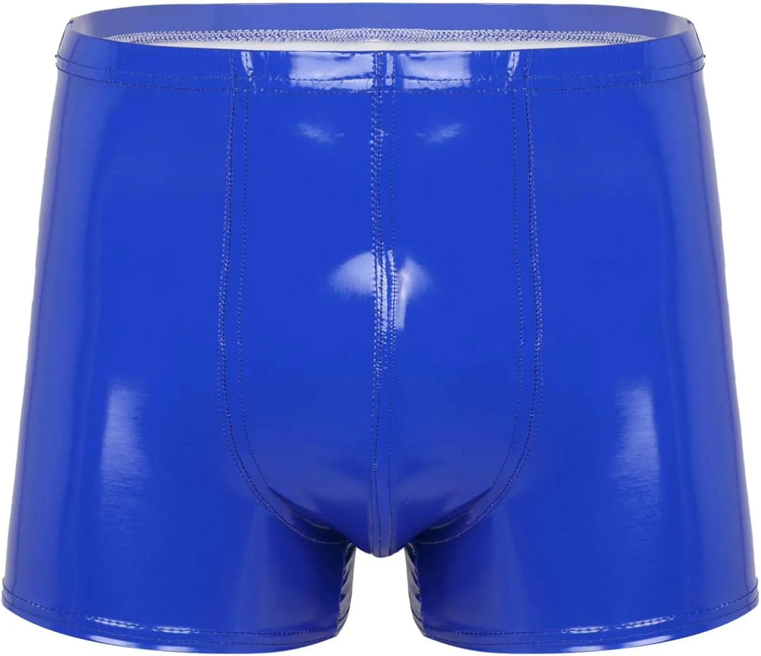 Hularka Men's Sexy Boxer Briefs Low Rise Hipster Trunks Hot Pants PVC Leather Wet Look Shorts
