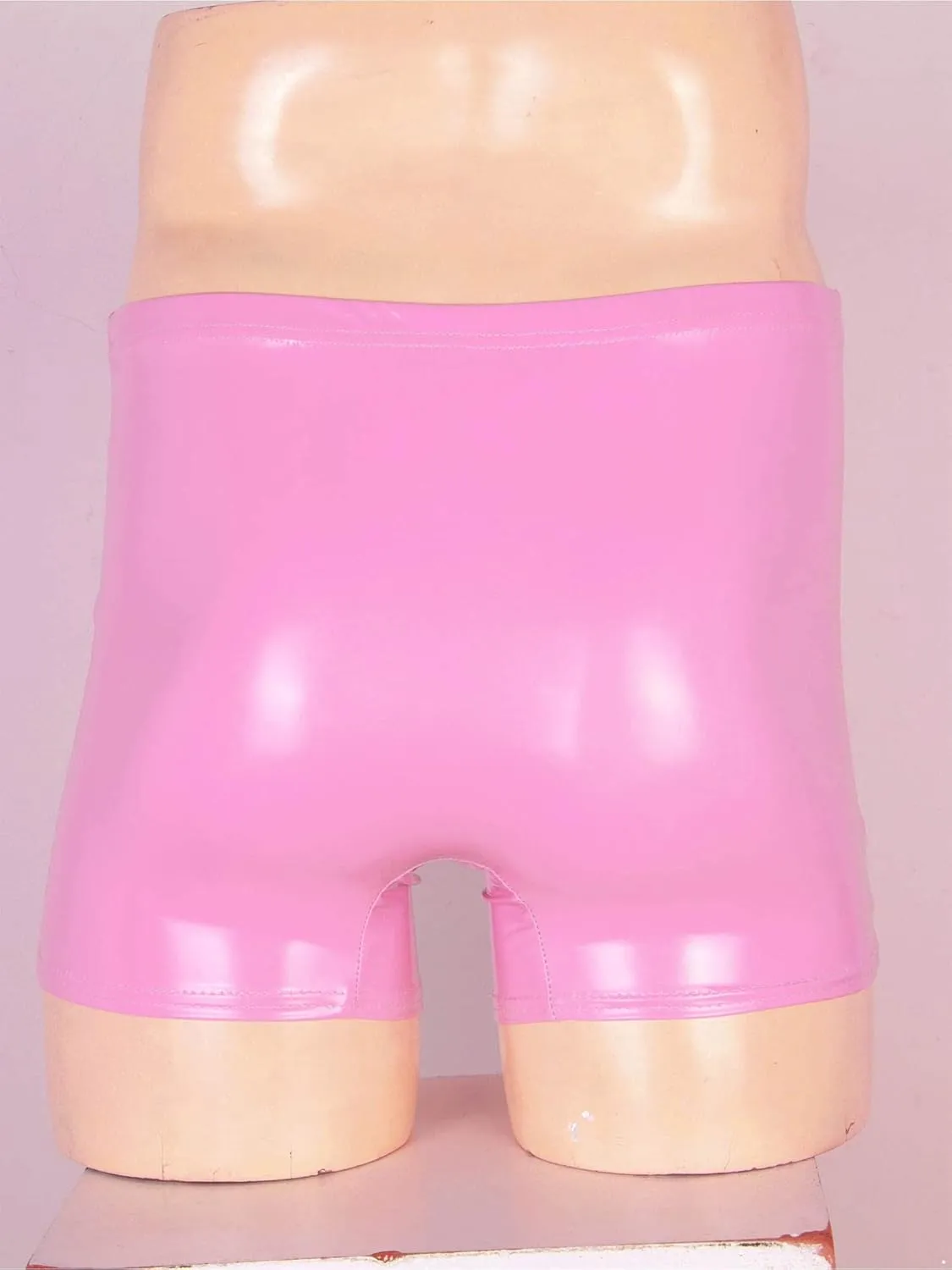 Hularka Men's Sexy Boxer Briefs Low Rise Hipster Trunks Hot Pants PVC Leather Wet Look Shorts