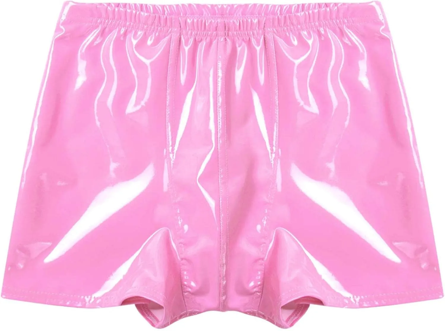 Hularka Men's Sexy Boxer Briefs Low Rise Hipster Trunks Hot Pants PVC Leather Wet Look Shorts