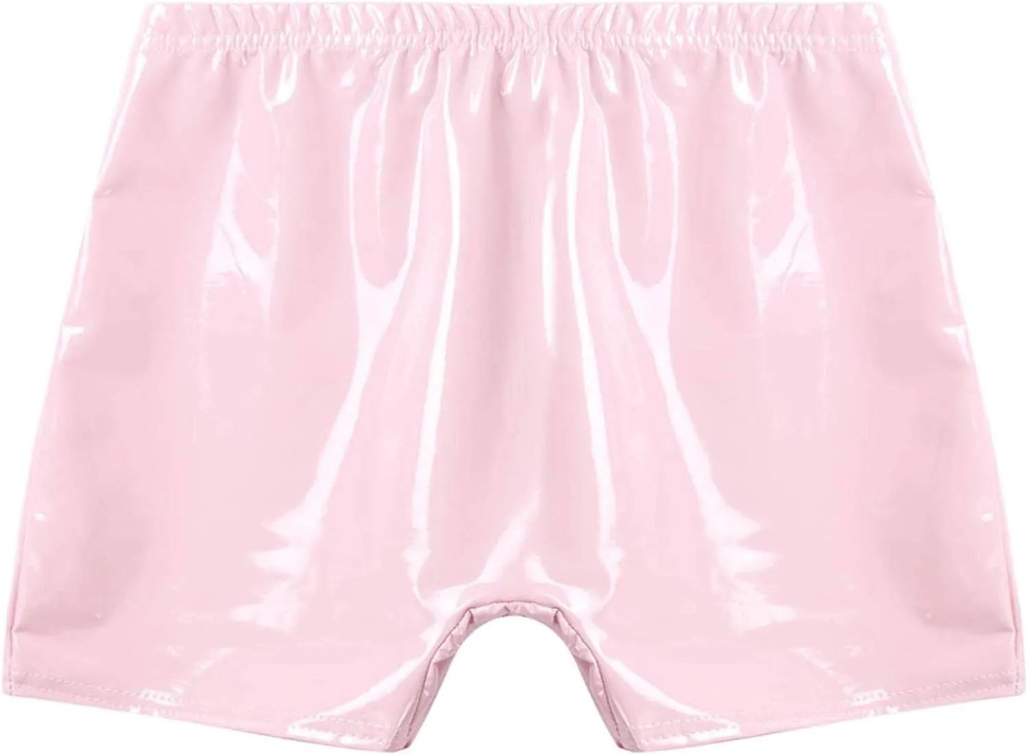 Hularka Men's Sexy Boxer Briefs Low Rise Hipster Trunks Hot Pants PVC Leather Wet Look Shorts