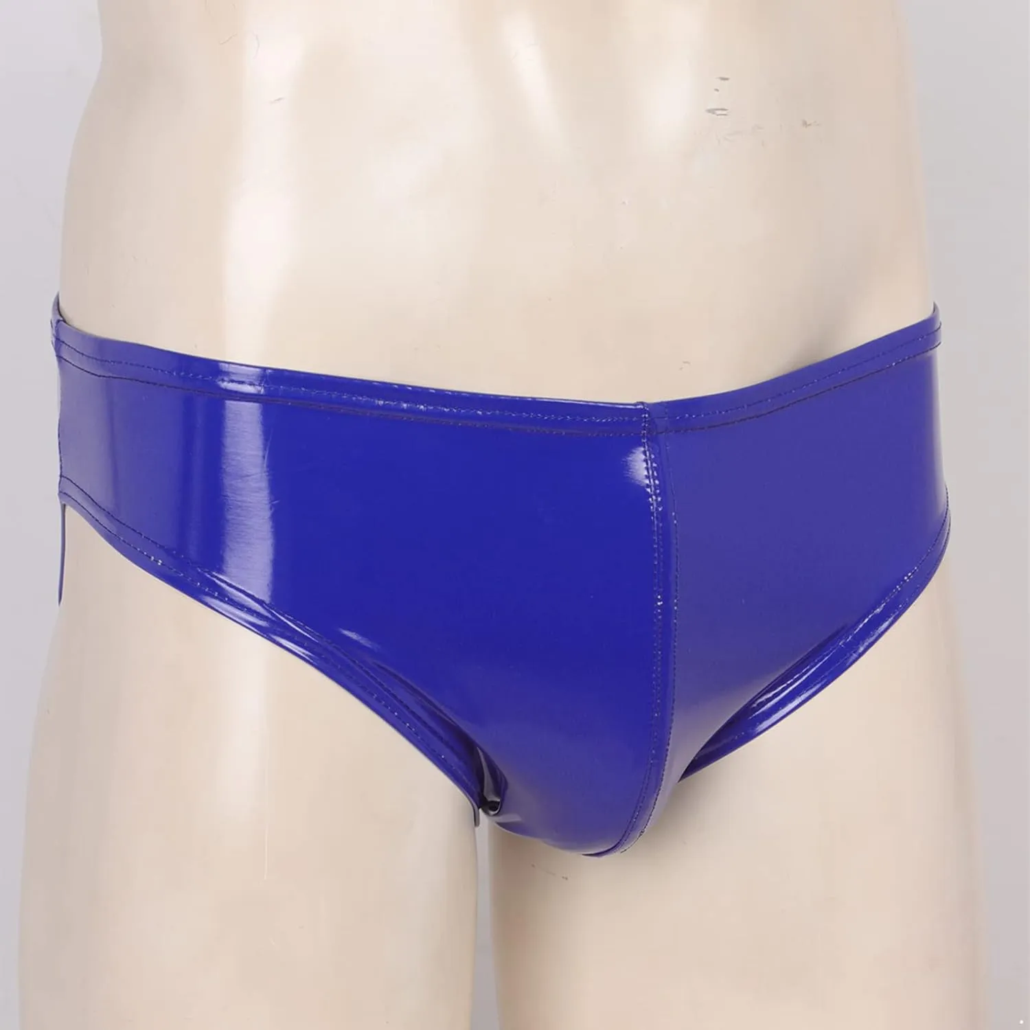 Hularka Men's Wet Look PVC Leather Briefs Underwear Bikini Underpants Swimsuit Swimwear