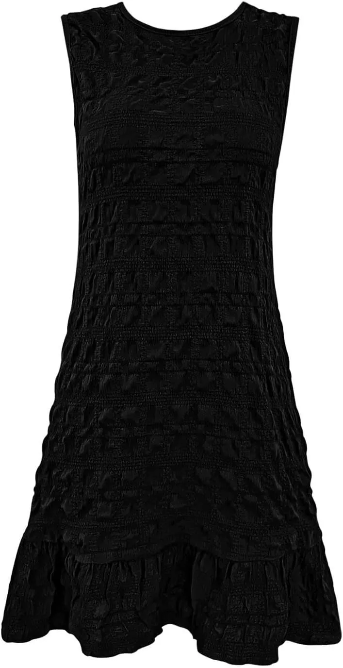JOAU Womens Textured Sundress 2025 Summer Sleeveless Tie Backless Tank Dress Beach Vacation Boho Ruffle Hem Mini Dresses