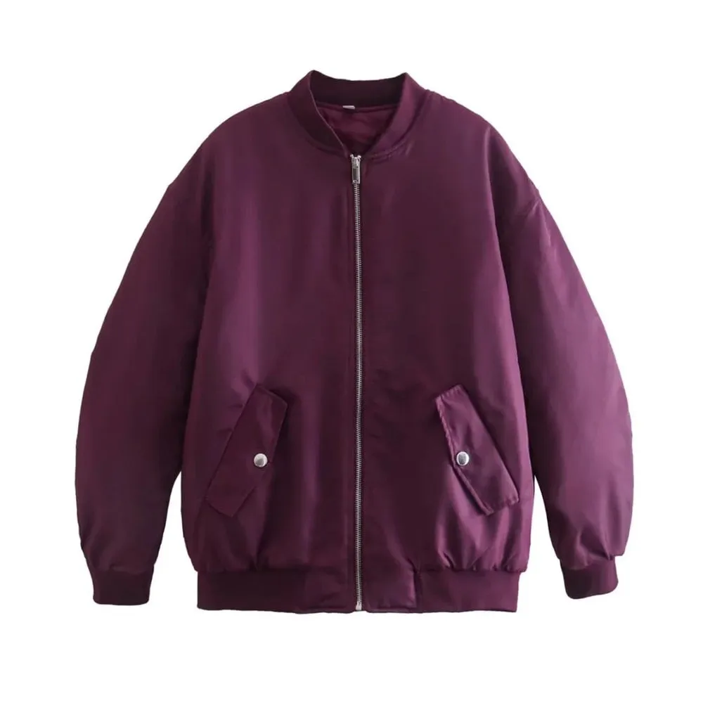 Joskaa Merodi Women New Fashion Za Green Long Jackets Stylish Lady Spring Autumn Zipper Fly Bomber Outwear Girs Casual Green Chic Coats