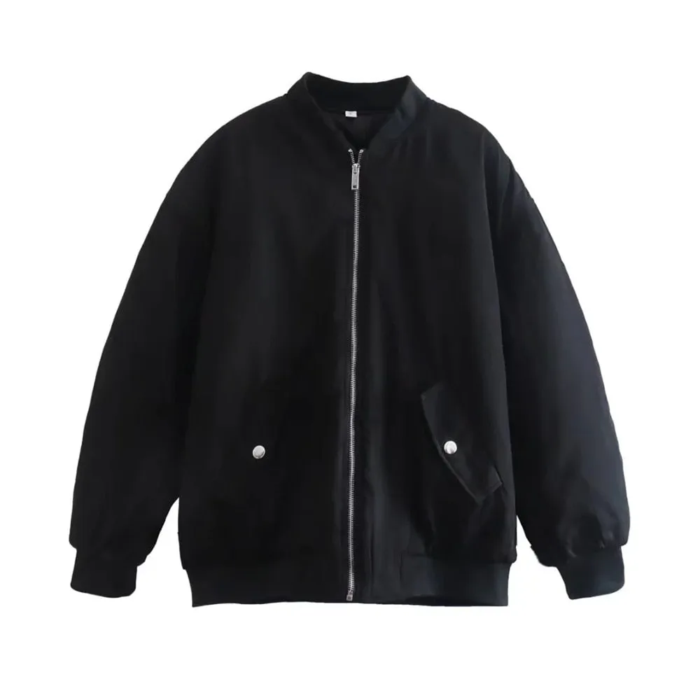 Joskaa Merodi Women New Fashion Za Green Long Jackets Stylish Lady Spring Autumn Zipper Fly Bomber Outwear Girs Casual Green Chic Coats