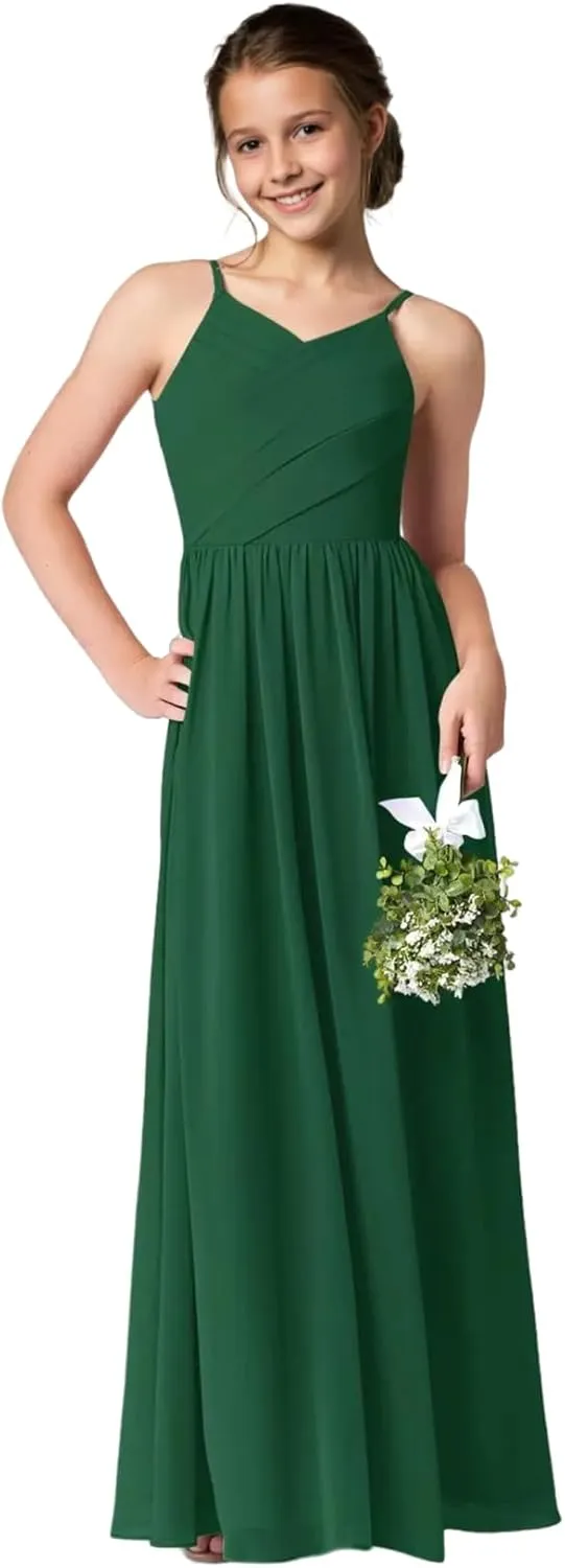 Junior Bridesmaid Dresses for Wedding Sleeveless Chiffon Flower Girl Dress A Line Formal Evening Party Gown