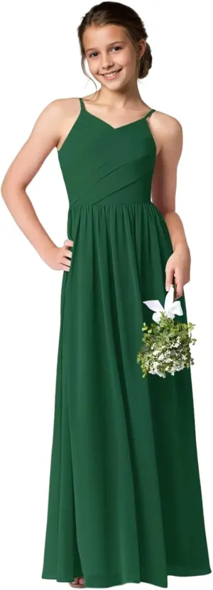 Junior Bridesmaid Dresses for Wedding Sleeveless Chiffon Flower Girl Dress A Line Formal Evening Party Gown