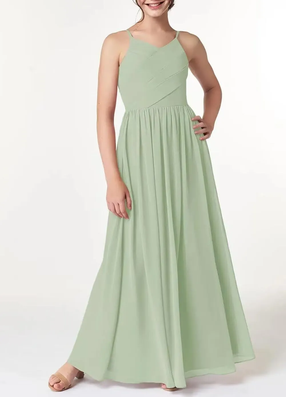 Junior Bridesmaid Dresses for Wedding Sleeveless Chiffon Flower Girl Dress A Line Formal Evening Party Gown