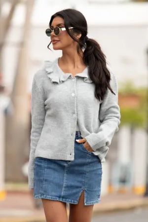 Just A Feeling Grey Collared Cardigan SALE