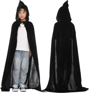 Kids Velvet Hooded Cloak Cape Unisex Halloween Cloak for Boys Girls Halloween Christmas Cosplay Robe Dress Up
