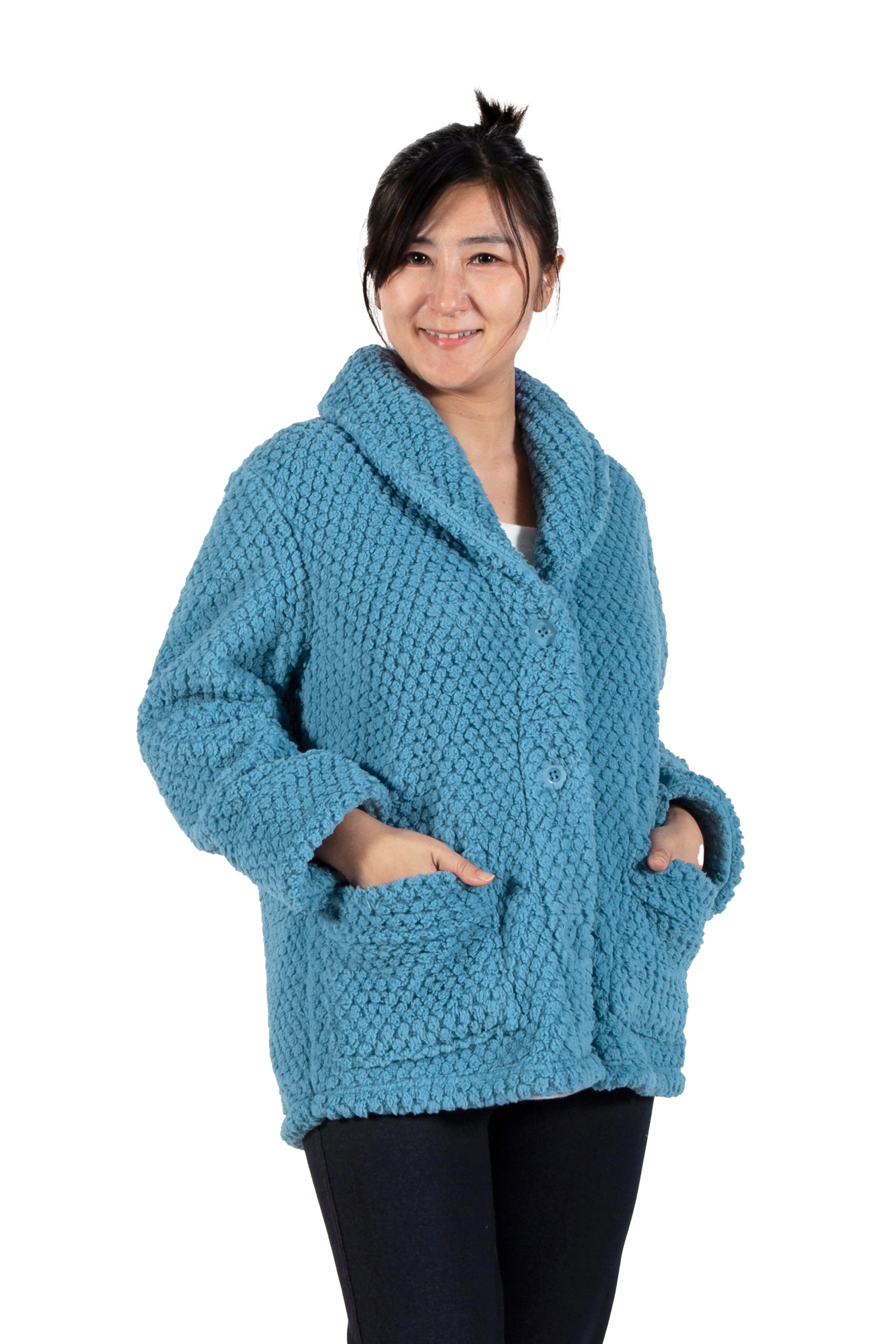 La Cera Honeycomb Fleece Bed Jacket