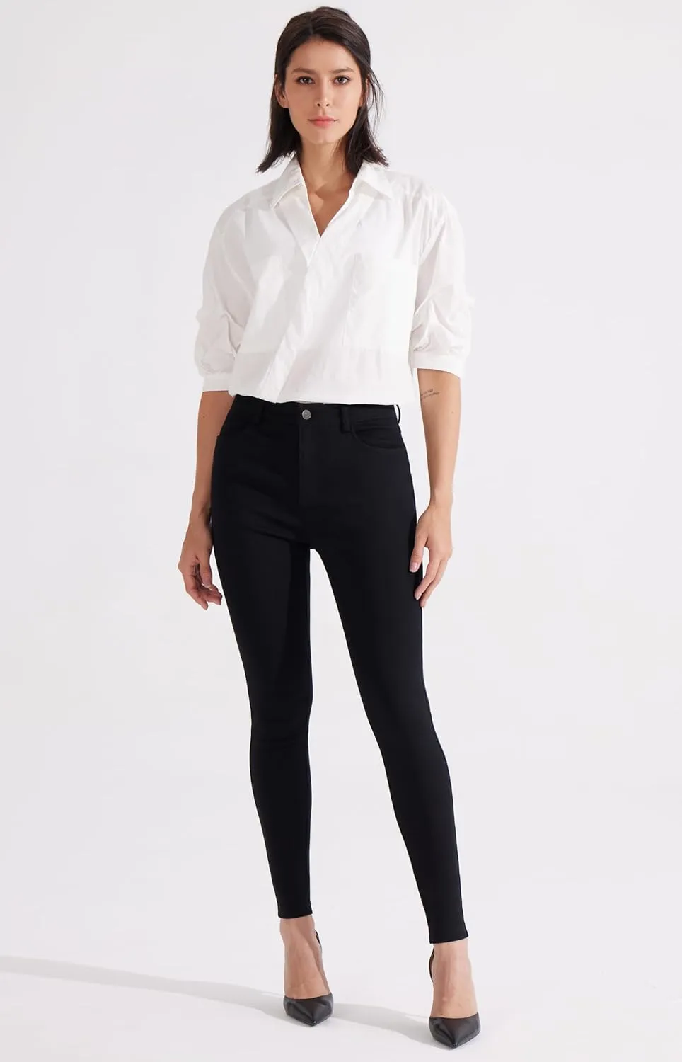 Libin Women's 4-Way Stretch Dress Pants 28"/29" Skinny-Leg Office Casual Slim Fit Work Slacks with Pockets