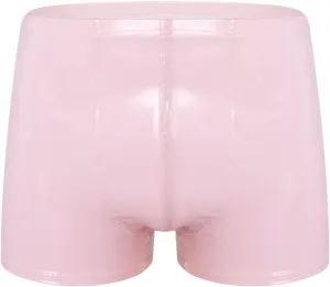 Linjinx Men's PVC Sexy Leather Lingerie Short Pants Latex Shaping Sheath Boxer Briefs Underpants