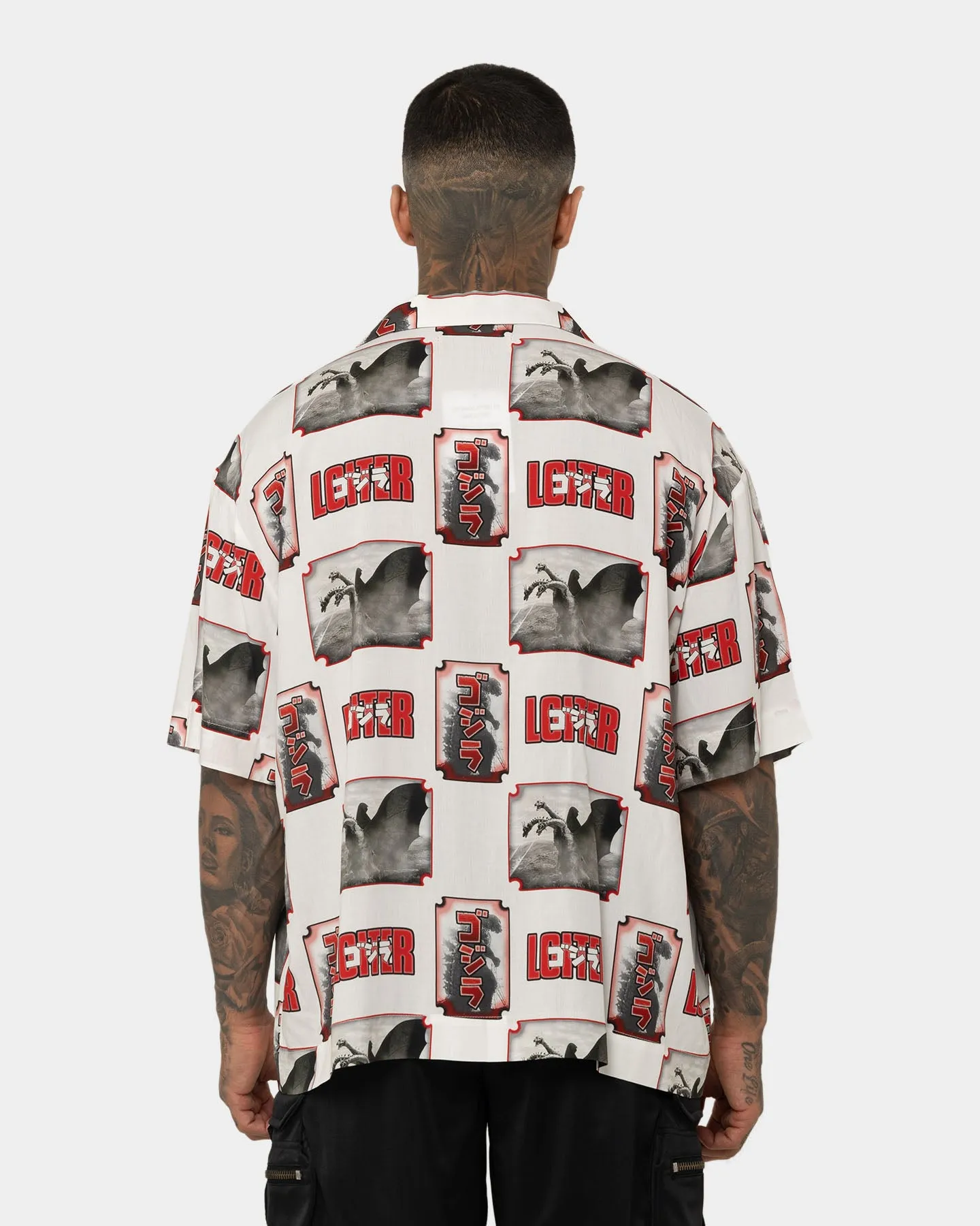 Loiter X Godzilla Godzilla Button Up Shirt White