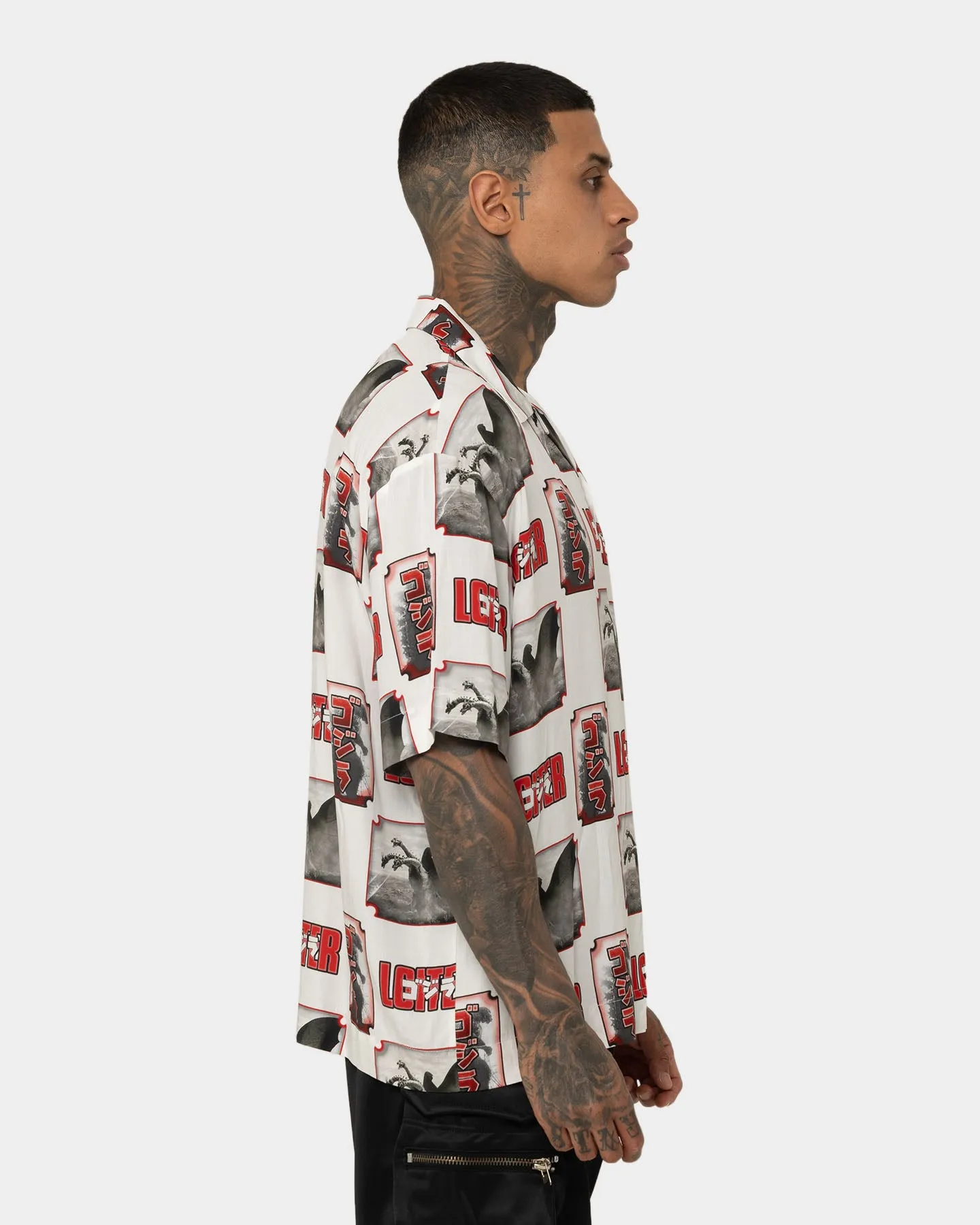Loiter X Godzilla Godzilla Button Up Shirt White