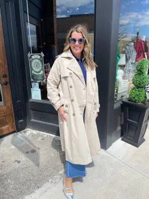 Long double-breasted trench coat