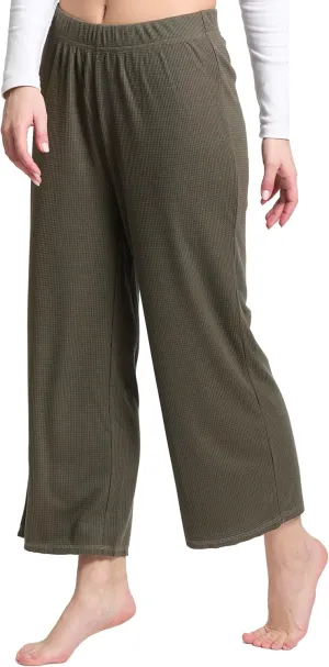 Mad Dog Lounge Women's Pajama Pants, Wide-Leg Cropped Capris, Casual Night Sleep Summer PJ Bottoms for Ladies