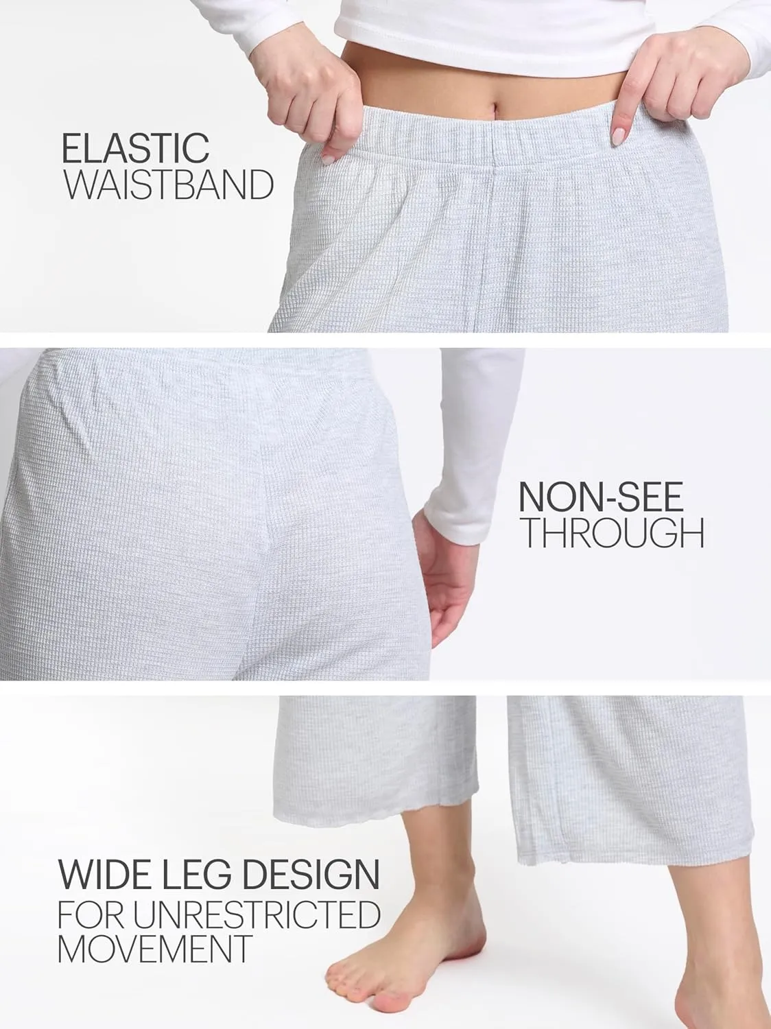 Mad Dog Lounge Women's Pajama Pants, Wide-Leg Cropped Capris, Casual Night Sleep Summer PJ Bottoms for Ladies