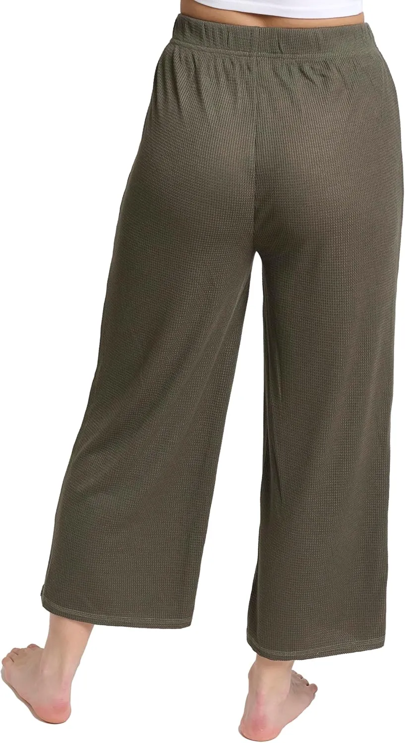 Mad Dog Lounge Women's Pajama Pants, Wide-Leg Cropped Capris, Casual Night Sleep Summer PJ Bottoms for Ladies