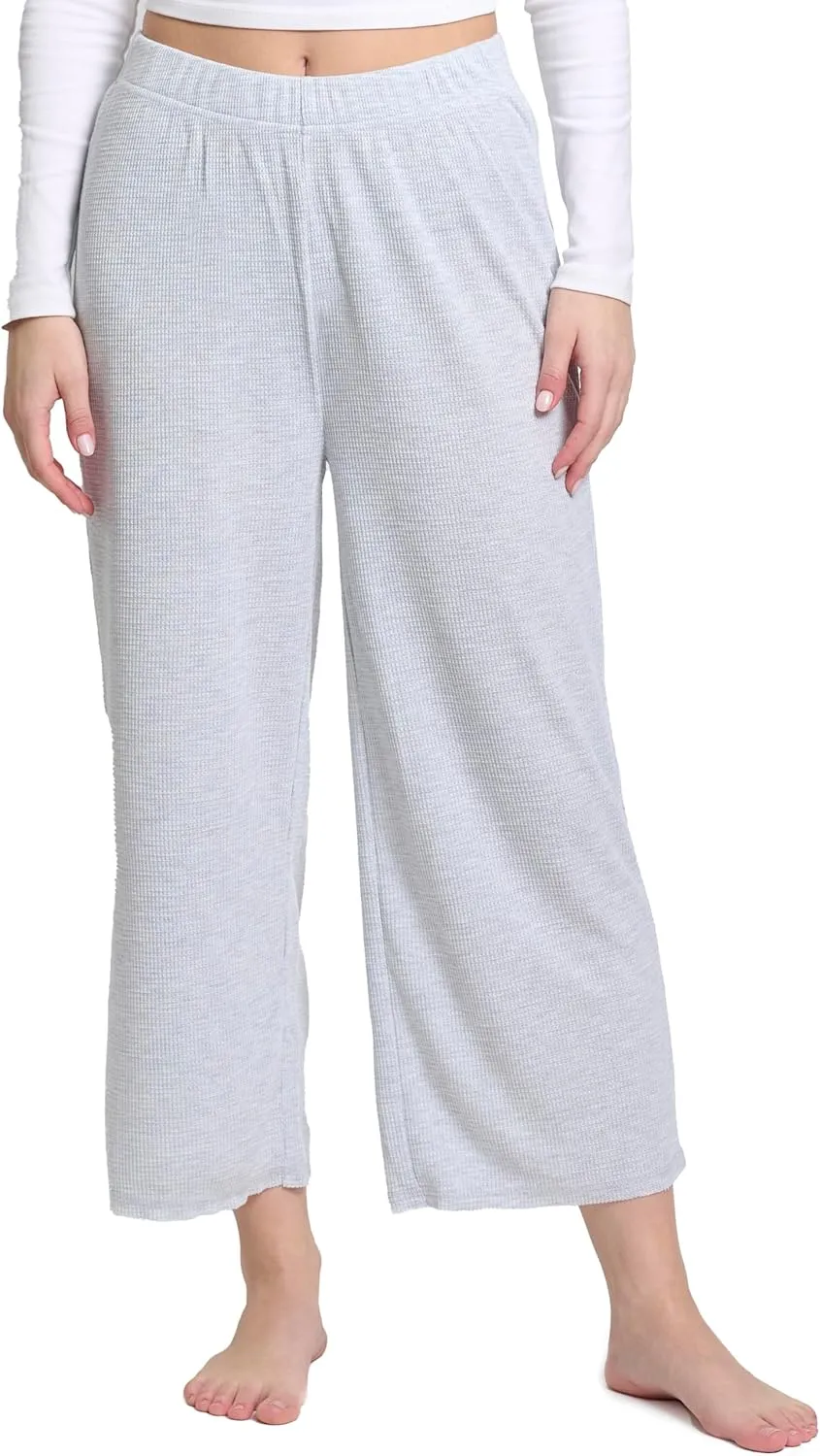 Mad Dog Lounge Women's Pajama Pants, Wide-Leg Cropped Capris, Casual Night Sleep Summer PJ Bottoms for Ladies