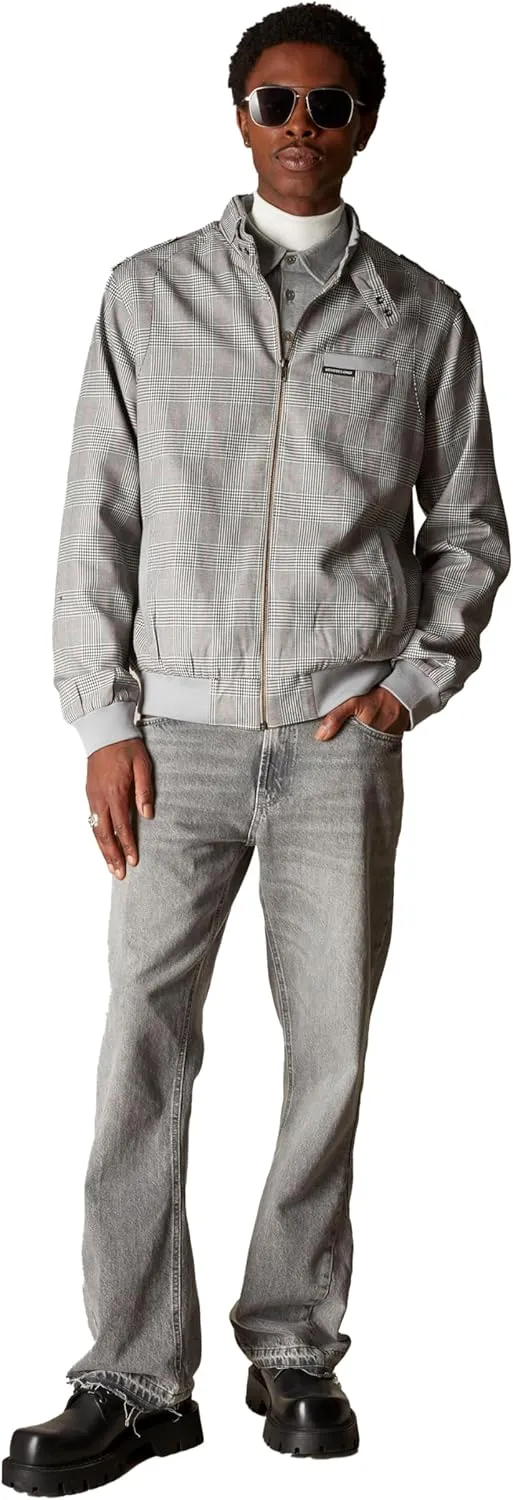 Members Only Men's Glen Plaid Iconic Jacket (Grey Print)