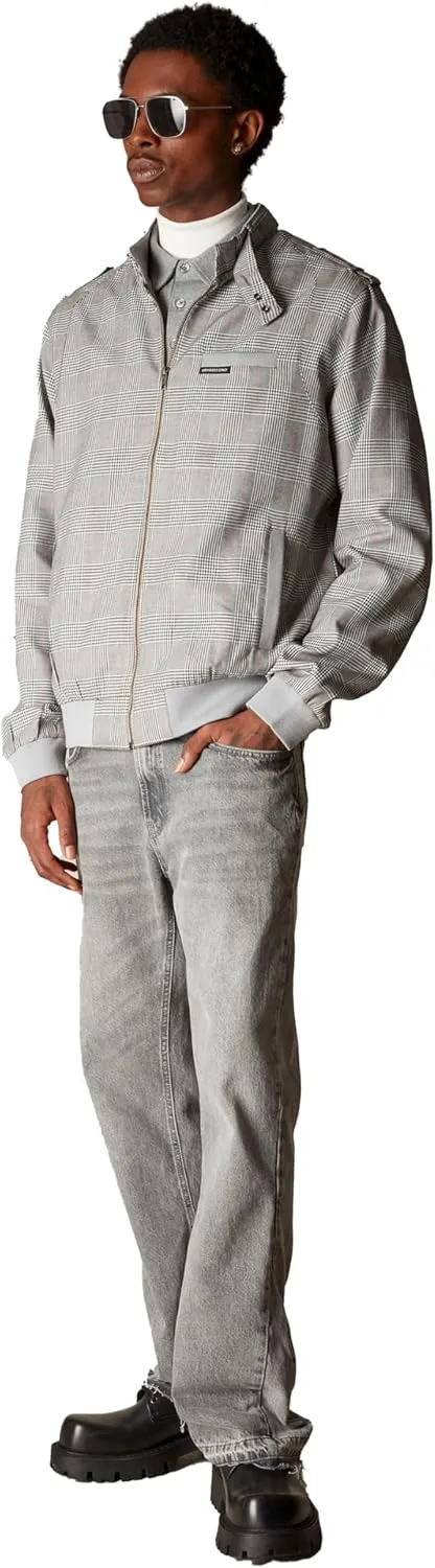 Members Only Men's Glen Plaid Iconic Jacket (Grey Print)