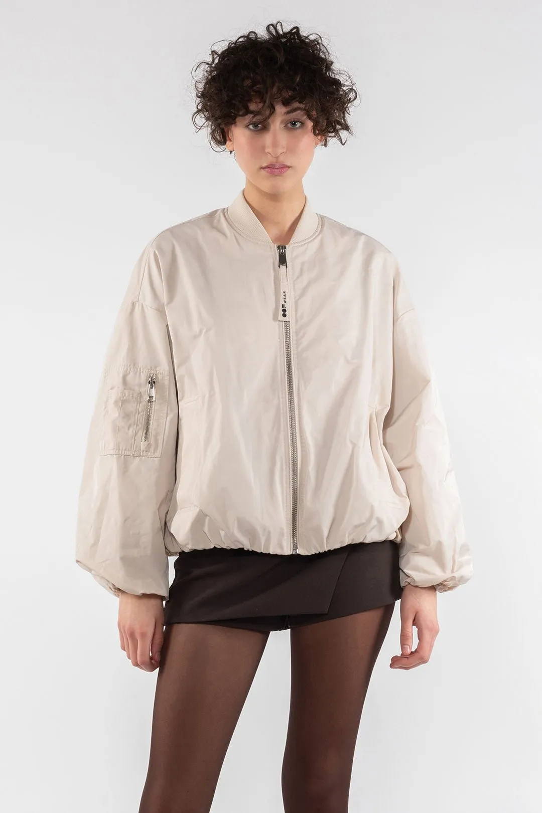 Memory Nylon Bomber Jacket - Panna