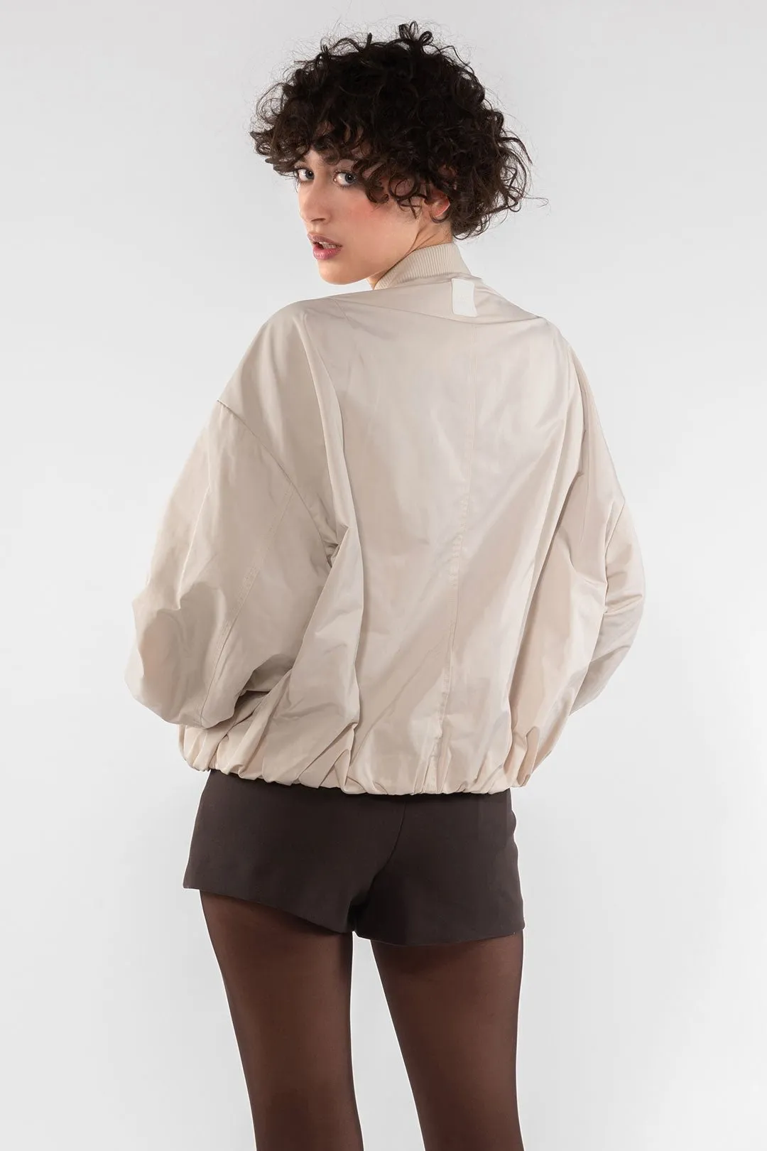 Memory Nylon Bomber Jacket - Panna