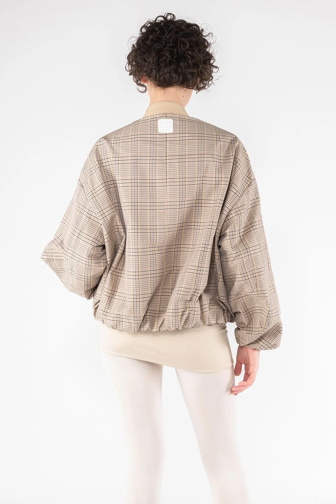 Memory Nylon Bomber Jacket - Plaid