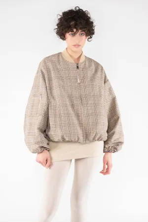 Memory Nylon Bomber Jacket - Plaid